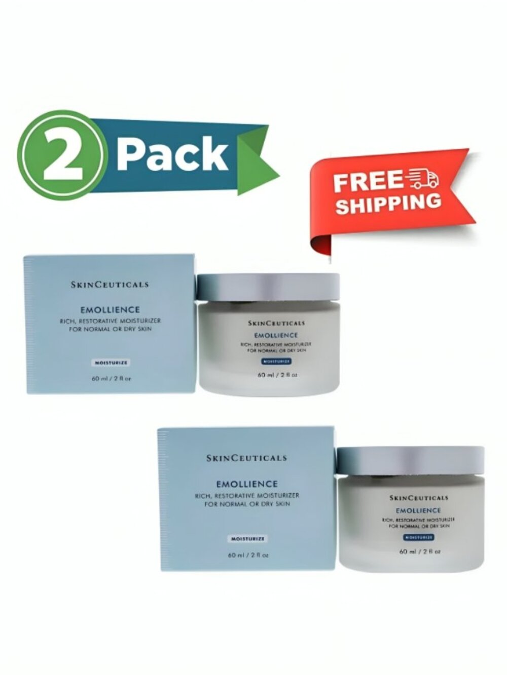 SkinCeuticals Emollience 2oz Rich Moisturizing Cream.Pack of 2.